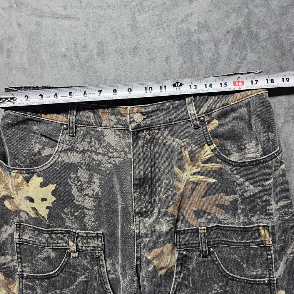 Akira Convertible Cargo Pants Grey Leaf Camo Wide Leg 100% Cotton 24JWHJ7779 XL - Picture 4 of 16